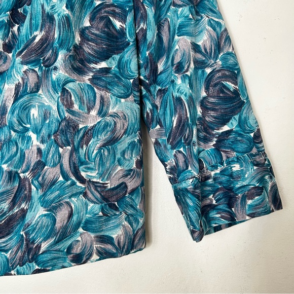 Vintage 60s Cropped Satin Jacket Psychedelic Pattern Sailor Collar 3/4 Sleeve M - Picture 13 of 16